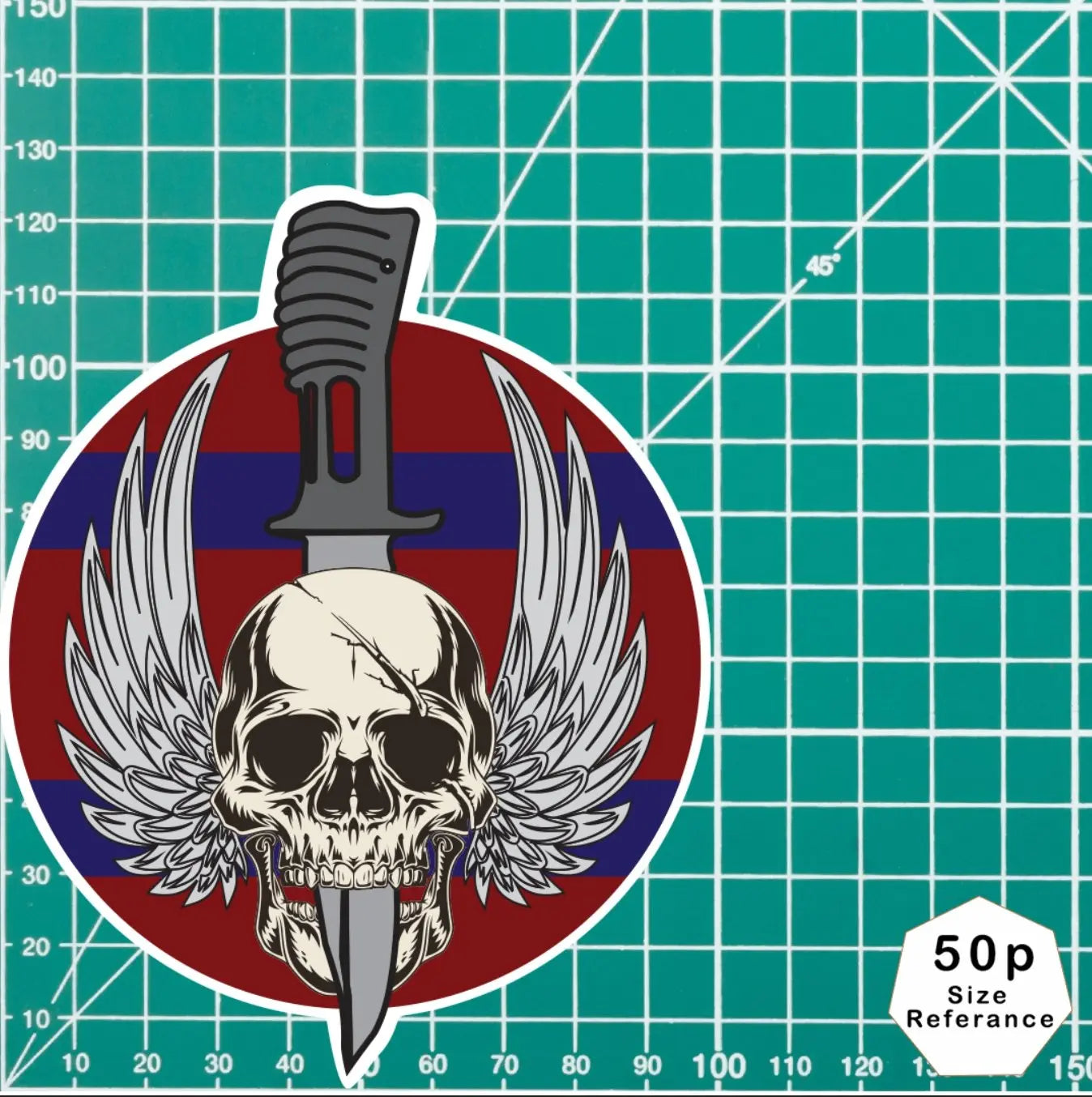 Waterproof Vinyl Royal Engineers Sticker - Winged Skull redplume