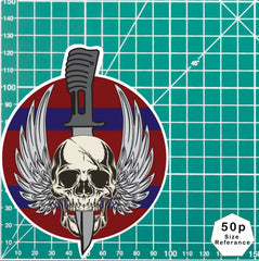 Waterproof Vinyl Royal Engineers Sticker - Winged Skull redplume