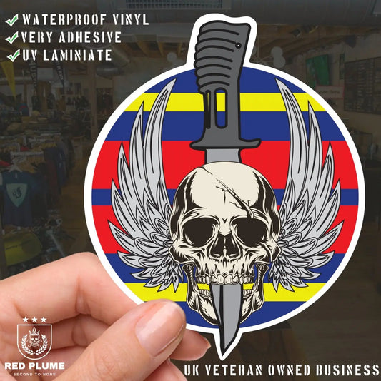 Waterproof Vinyl Royal Logistics Corps RLC Sticker - Winged Skull redplume