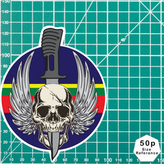 Waterproof Vinyl Royal Marines Sticker - Winged Skull redplume