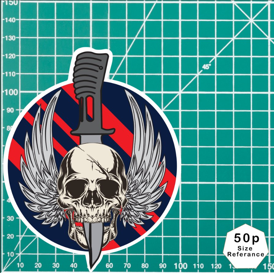 Waterproof Vinyl Royal Military Police RMP Sticker - Winged Skull redplume