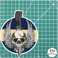 Waterproof Vinyl Royal Wessex Yeomanry Sticker - Winged Skull redplume