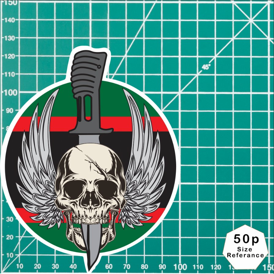 Waterproof Vinyl The Rifles Sticker - Winged Skull redplume