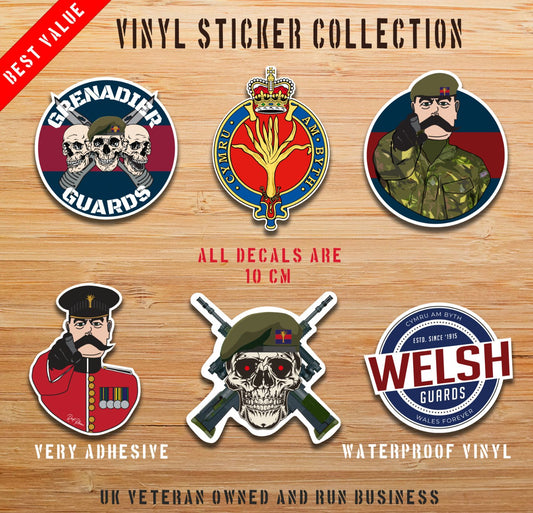 Welsh Guards - 6 Best-Selling Waterproof Stickers bundle redplume