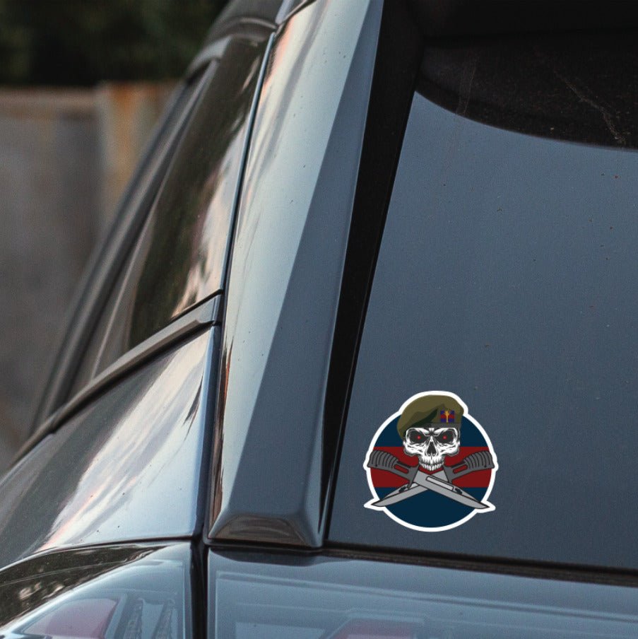 Welsh Guards Car Decal - Stylish Skull and Crossed Bayonets Design redplume