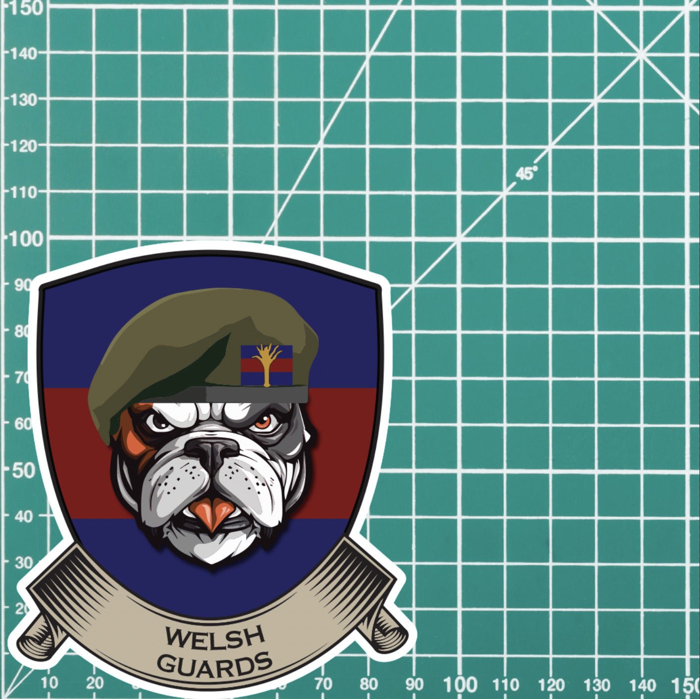 Welsh Guards TRF British Bulldog Vinyl Sticker - 10cm redplume