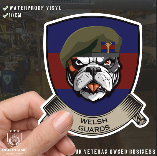 Welsh Guards TRF British Bulldog Vinyl Sticker - 10cm redplume