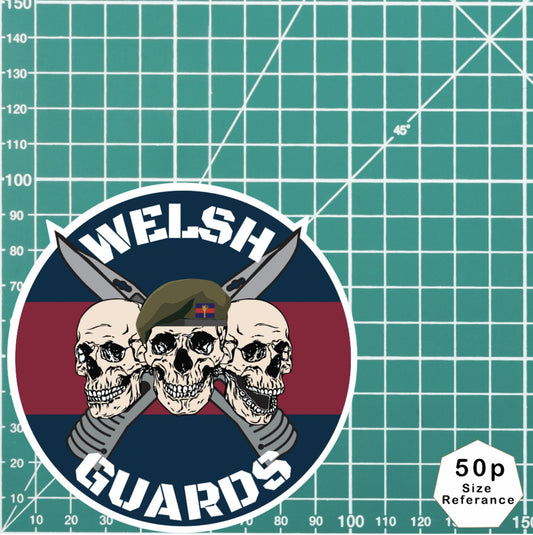 Welsh Guards Waterproof Vinyl Stickers Three Skull Design redplume