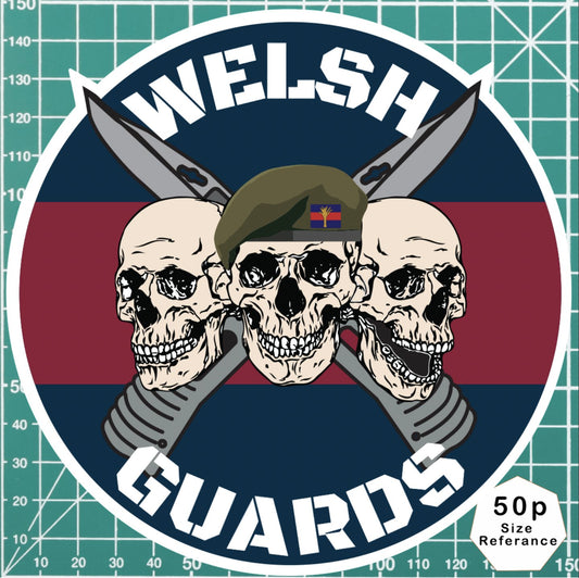 Welsh Guards Waterproof Vinyl Stickers Three Skull Design redplume