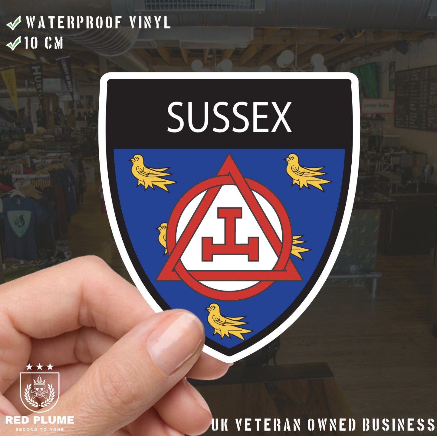 West Sussex Masonic Holy Royal Arch Shield Sticker redplume