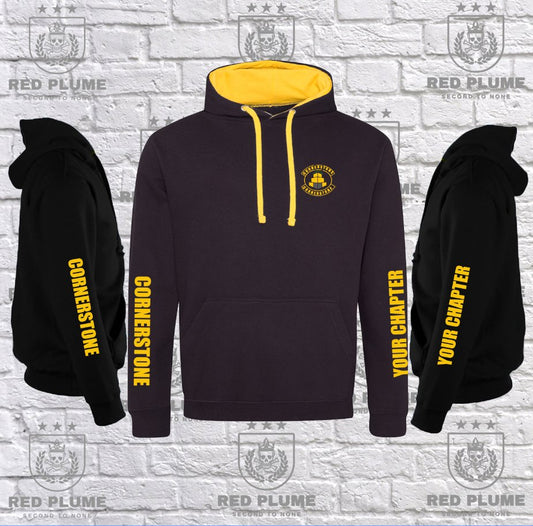 Gold and Black Cornerstone Chapter - Customised Hoodie - Red Plume