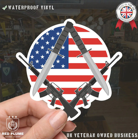 10 cm Vinyl US Military Masonic Sticker - Masonic Square and Compasses Design redplume