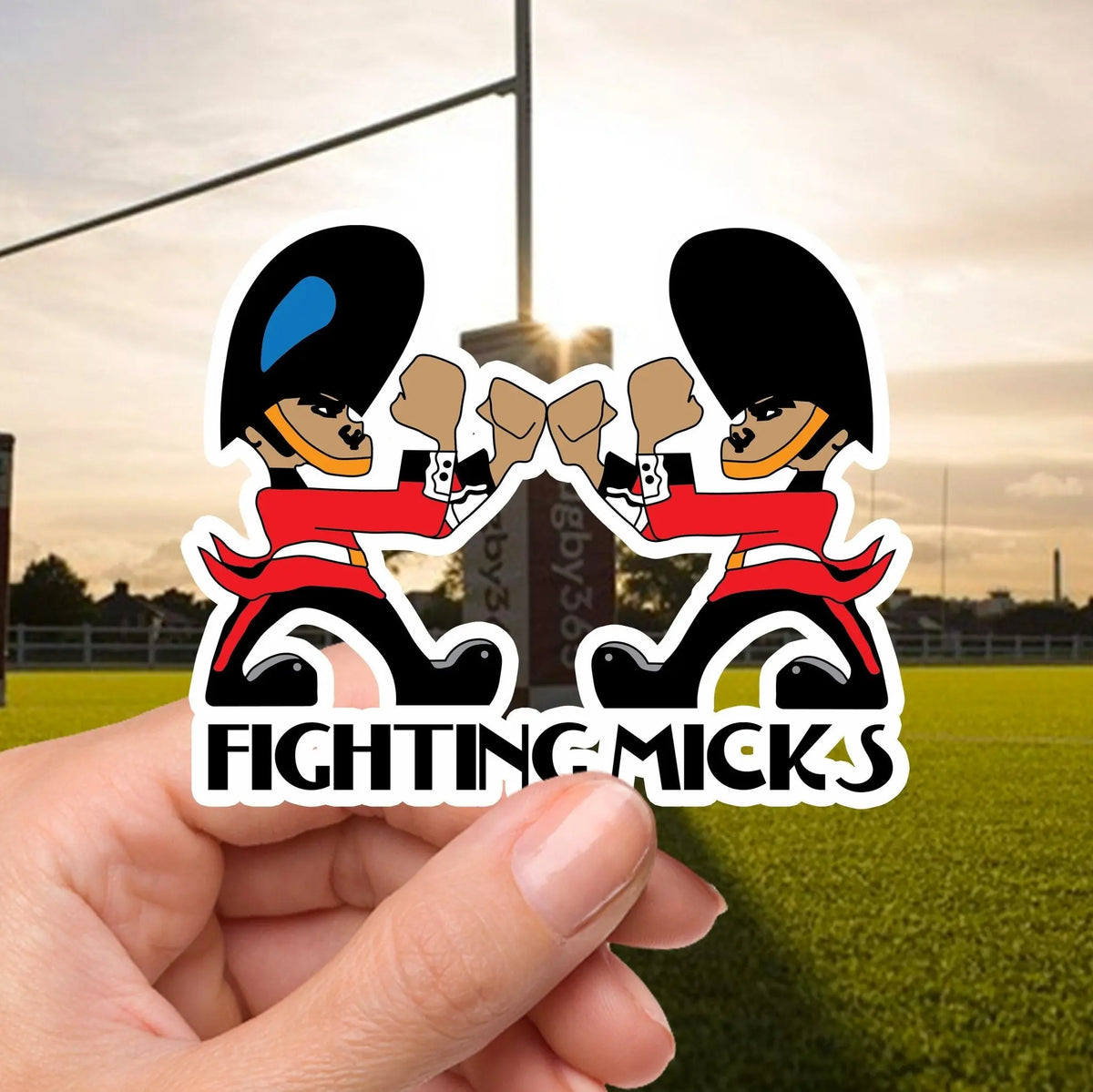 2 x Fighting Micks quality decal stickers 12x9cm Irish Guards redplume