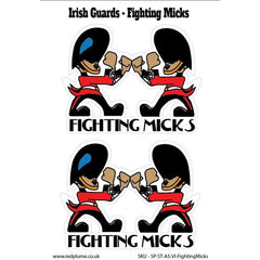 2 x Fighting Micks quality decal stickers 12x9cm Irish Guards redplume