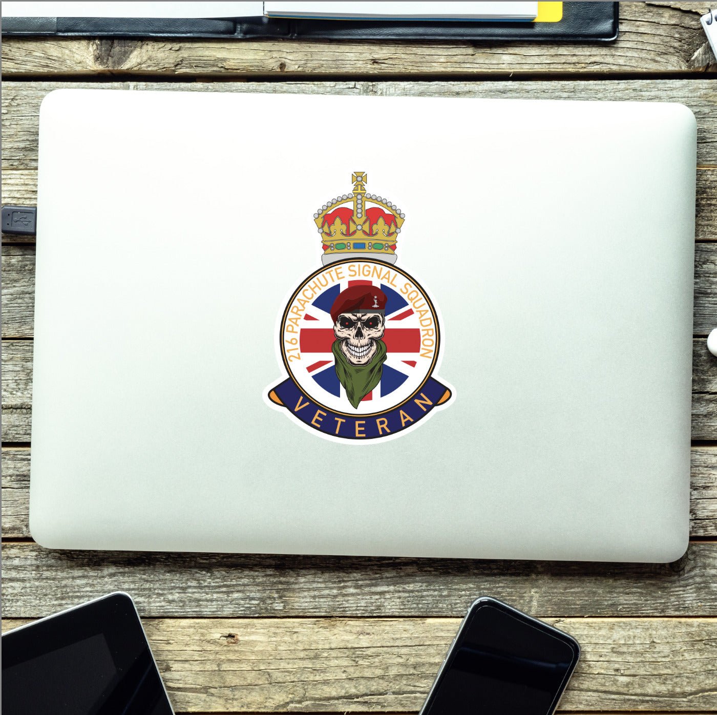 216 Parachute Signals Squadron Veteran UV Laminated Skull & Beret Decal redplume