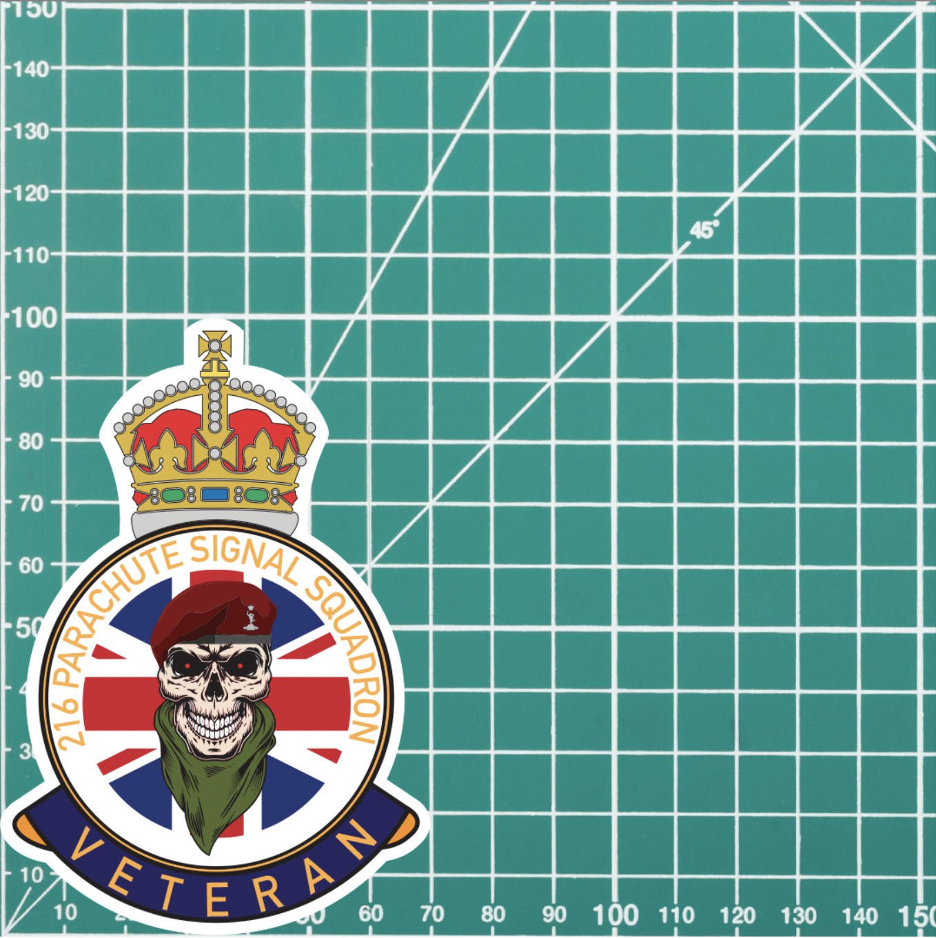 216 Parachute Signals Squadron Veteran UV Laminated Skull & Beret Decal redplume