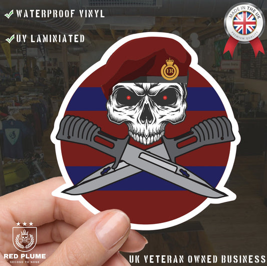23 Parachute Engineer Regiment Car Decal - Skull and Crossed Bayonets Design redplume