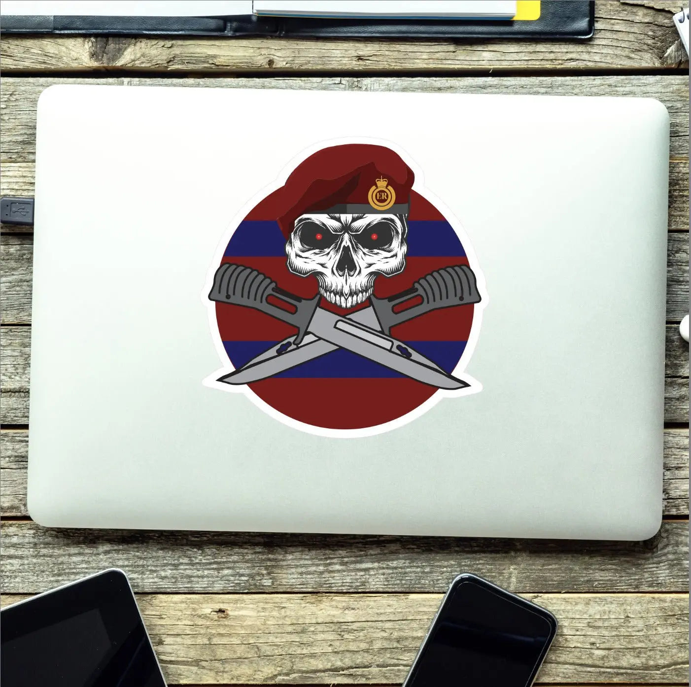 23 Parachute Engineer Regiment Car Decal - Skull and Crossed Bayonets Design redplume