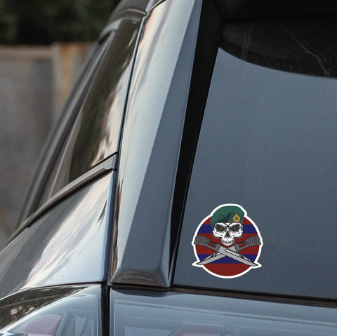 24 Commando Royal Engineers Car Decal - Skull and Crossed Bayonets Design redplume