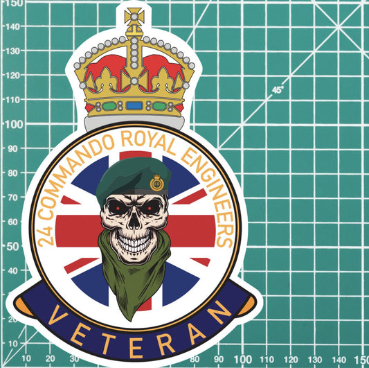 24 Commando Royal Engineers Veteran UV Laminated Skull & Beret Decal redplume