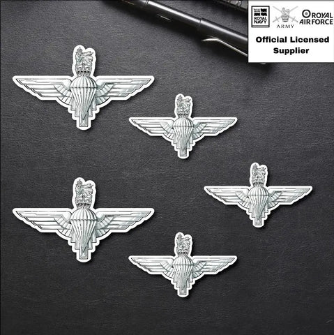 5 x Parachute Regiment Vinyl Stickers - 2x 75mm, 3x 50mm - Official MoD Reseller - Red Plume