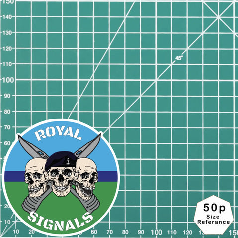 Royal Signals Regiment Waterproof Vinyl Stickers Three Skull Design