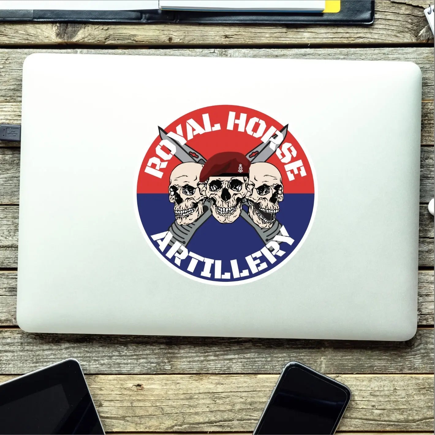 7 Royal Horse Artillery 7 RHA Waterproof Vinyl Stickers Three Skull Design redplume