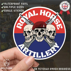 7 Royal Horse Artillery 7 RHA Waterproof Vinyl Stickers Three Skull Design redplume