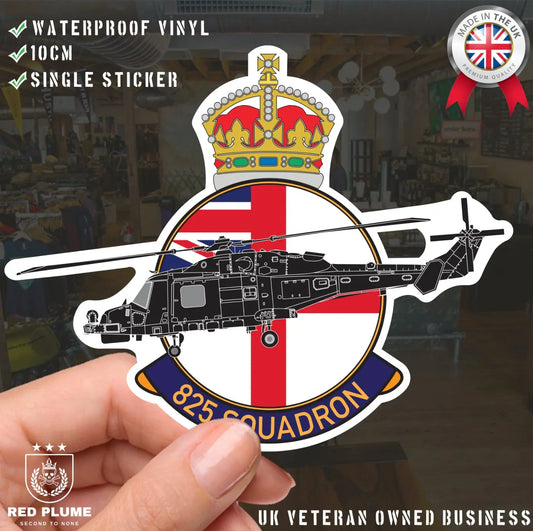 Air Fleet Arm 825 Squadron Badge Vinyl Sticker - Wildcat - Red Plume