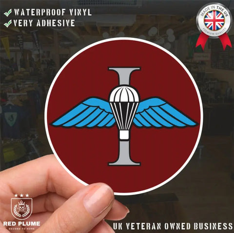 Airborne Parachute Regiment Sticker/Decal - 10cm - Waterproof Vinyl - WINGS - Red Plume