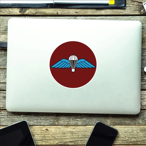 Airborne Parachute Regiment Sticker/Decal - 10cm - Waterproof Vinyl - WINGS - Red Plume