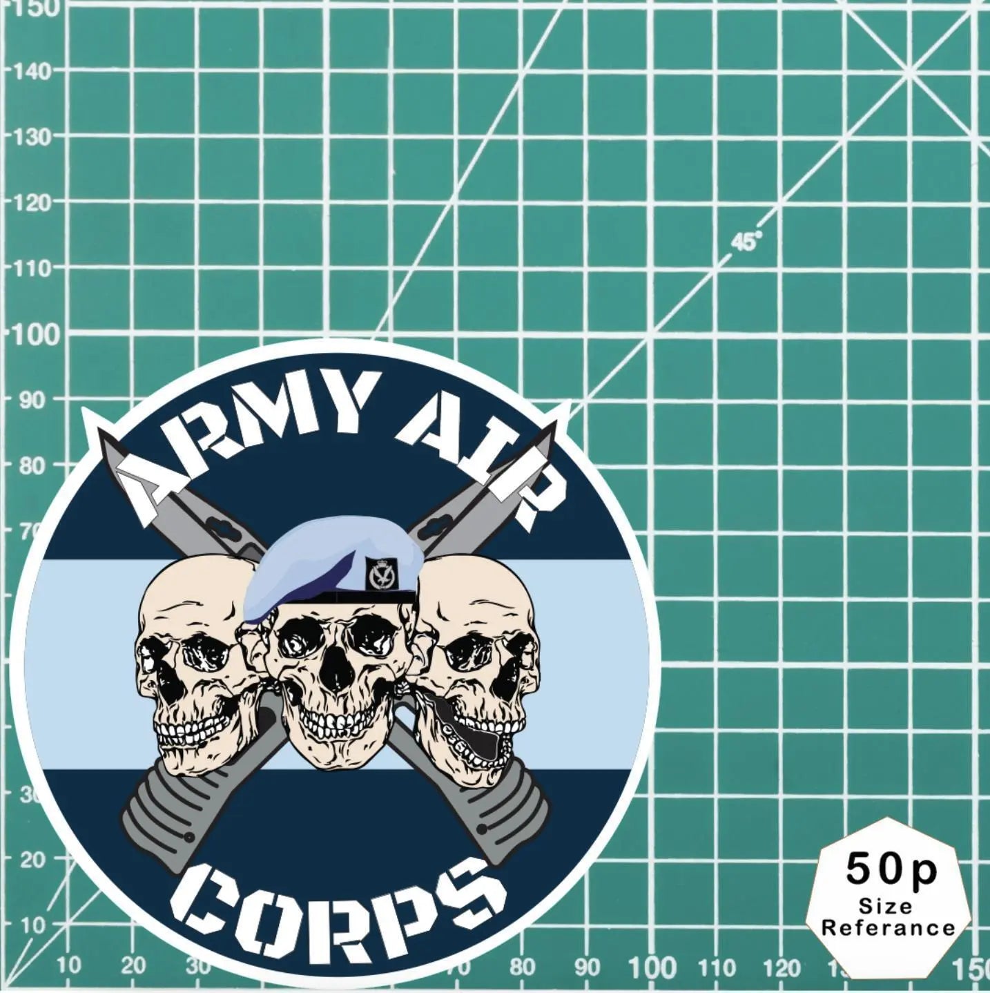 Army Air Corps AAC Waterproof Vinyl Stickers Three Skull Design redplume