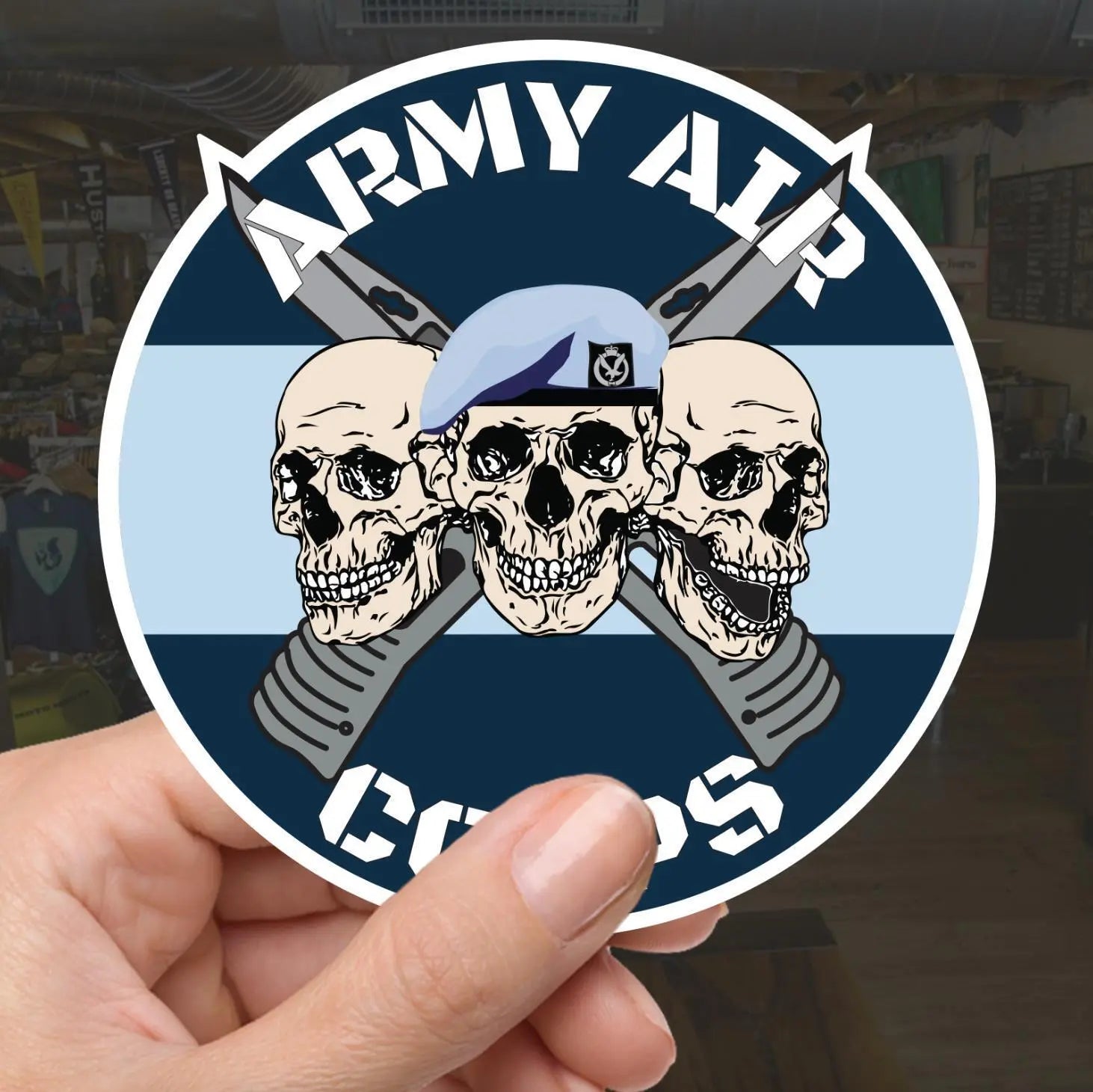 Army Air Corps AAC Waterproof Vinyl Stickers Three Skull Design redplume