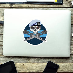Army Air Corps Car Decal - Stylish Skull and Crossed Bayonets Design redplume