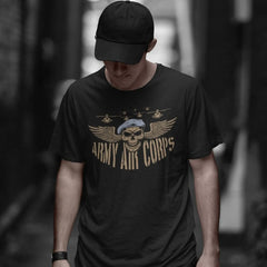 Army Air Corps Flying Skull T Shirt redplume