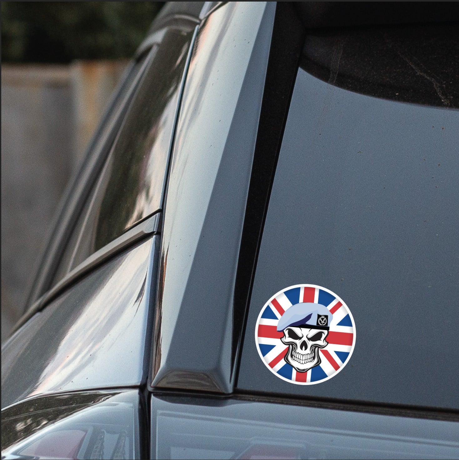 Army Air Corps Skull with Beret UJ Vinyl Sticker - 10cm redplume