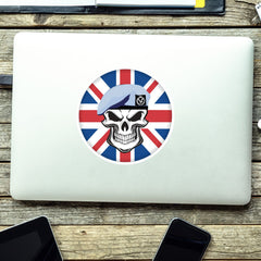 Army Air Corps Skull with Beret UJ Vinyl Sticker - 10cm redplume