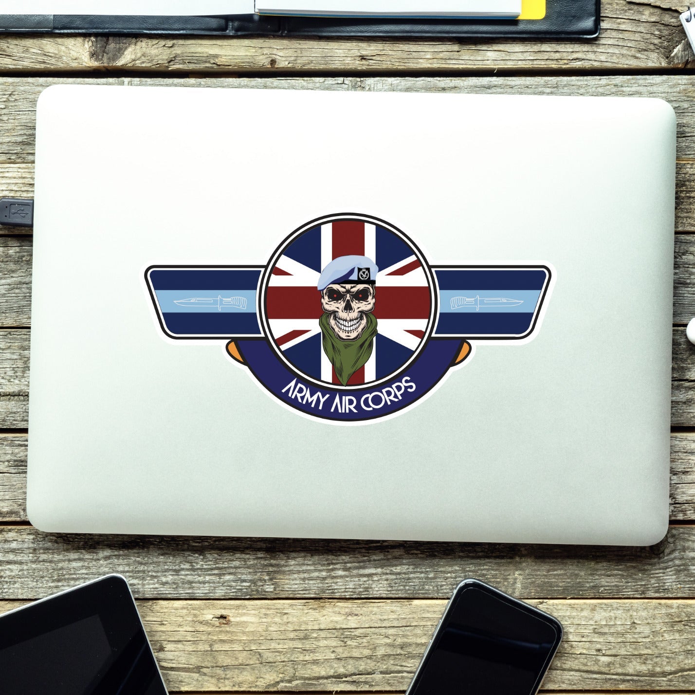 Army Air Corps UV Laminated Vinyl Sticker - Wings redplume