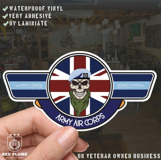 Army Air Corps UV Laminated Vinyl Sticker - Wings - Red Plume