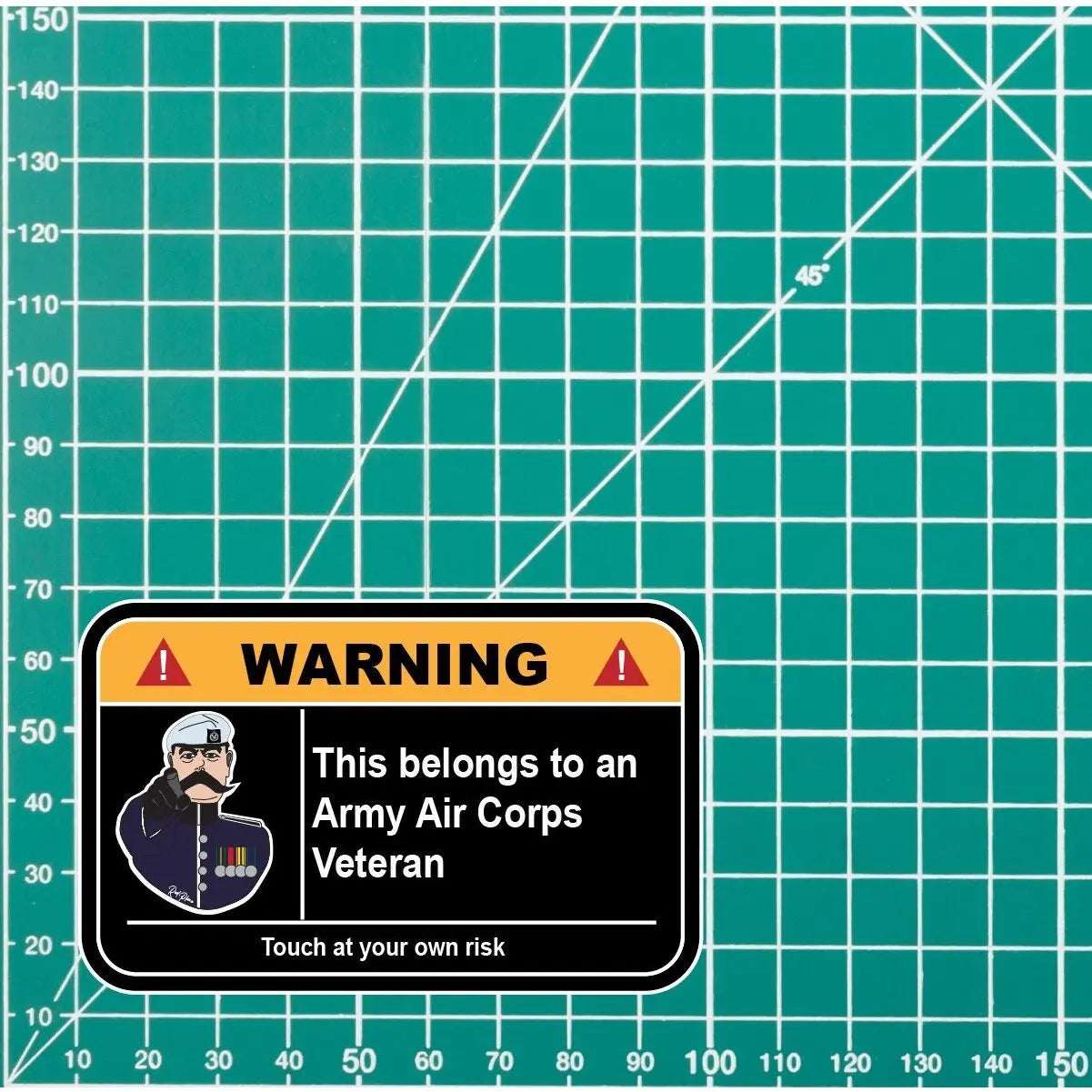 Army Air Corps Veteran Warning Funny Vinyl Sticker 100mm wide redplume