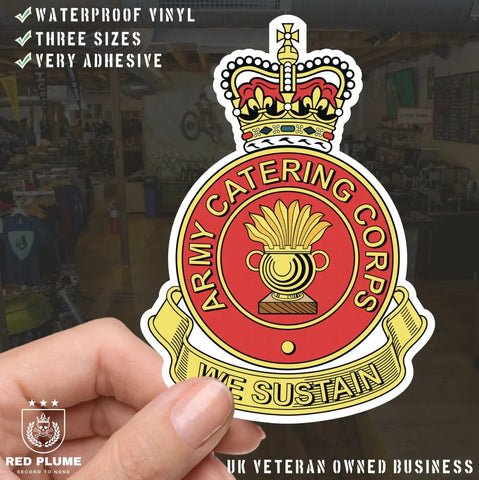 Army Catering Corps (ACC) Vinyl Stickers (old badge) - Official MoD Reseller - Red Plume