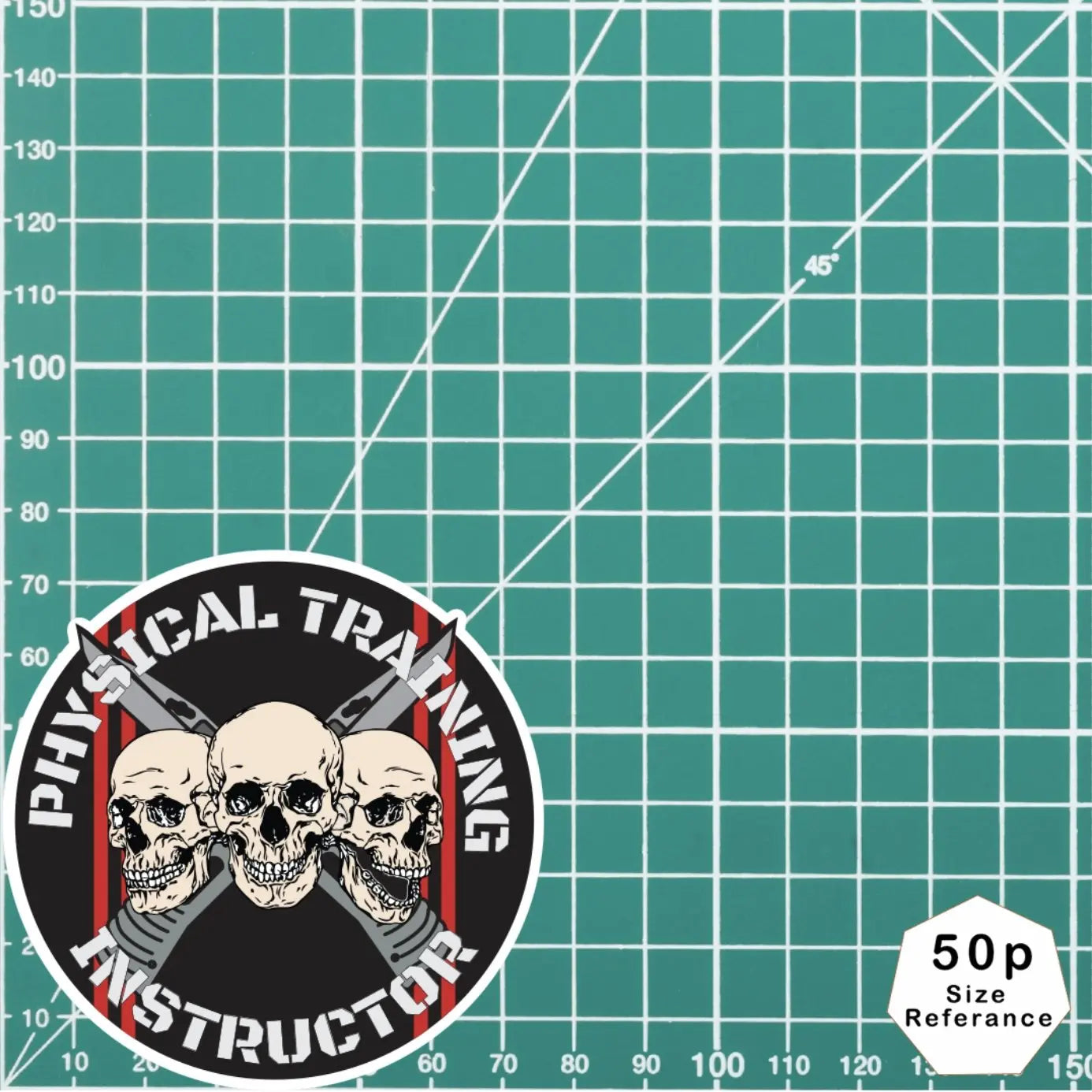 Army Physical Training Instructor Waterproof Vinyl Stickers Three Skull Design - Red Plume