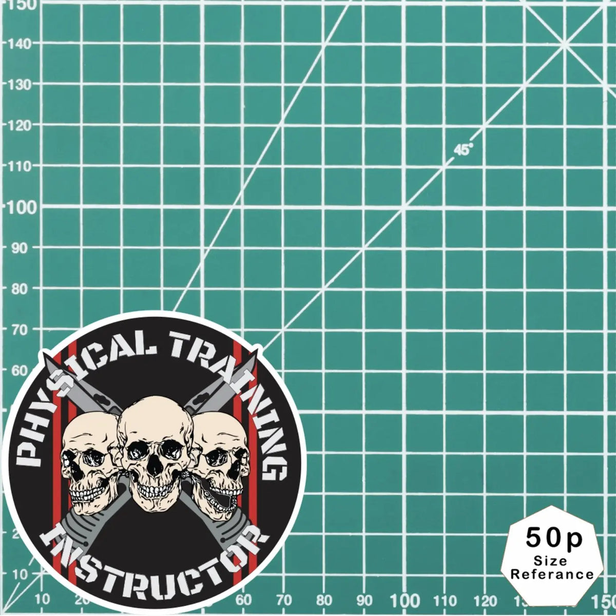 Army Physical Training Instructor Waterproof Vinyl Stickers Three Skull Design - Red Plume