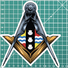 Bedfordshire Masonic Sticker Square & Compass Union Vinyl Decal redplume