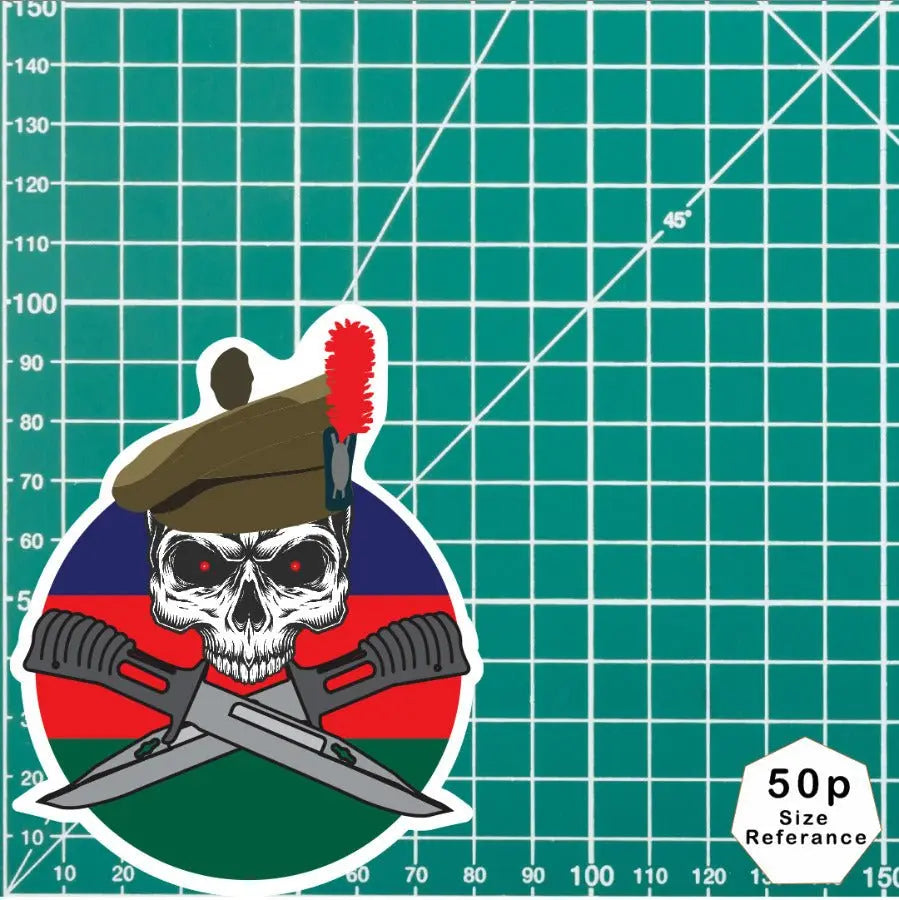 Black Watch Car Decal - Stylish Skull and Crossed Bayonets Design redplume