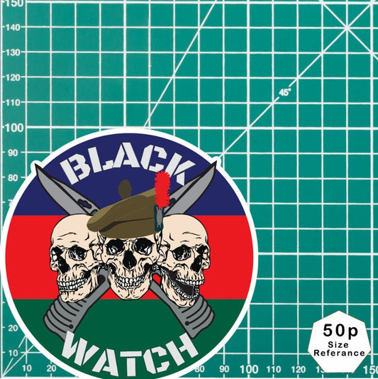 Black Watch Waterproof Vinyl Stickers Three Skull Design redplume