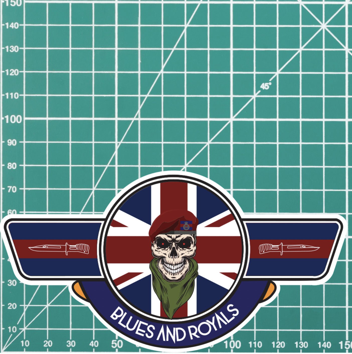 Blues and Royals Airborne UV Laminated Vinyl Sticker - Wings redplume