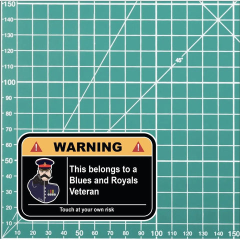 Blues and Royals Veteran Warning Funny Vinyl Sticker 100mm wide redplume