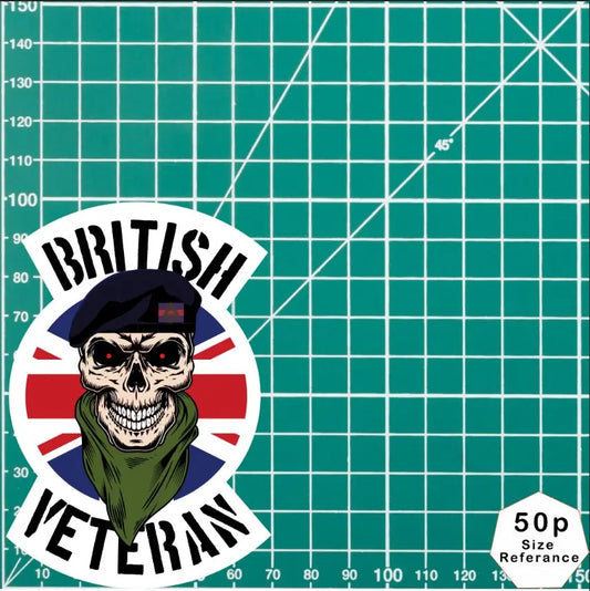 Blues and Royals Veteran Waterproof Vinyl Decal/Sticker Skull and Union Jack redplume