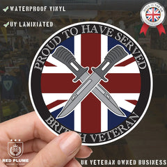 British Veteran Decal | Union Jack with Crossed Bayonets | UV Laminated redplume